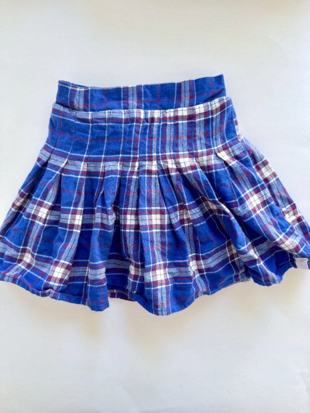 Sweet Honey Girls Blue Plaid Pleated Skirt Sz 4T Flannel Built-In Shorts